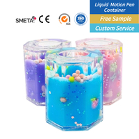 Porte-stylo sablier en plastique à motif dessin animé OEM, design traditionnel, pour bureau, jouet, contenant de stylo liquide