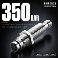 Capteur de proximité inductif Domenzi M16x1 avec filetage court de 12 mm, 350 bars, IP68 pour la détection de position des vérins hydrauliques