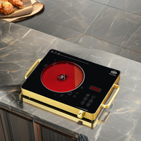 Cuisinière portable pour la maison avec brûleur unique, verre noir, commande tactile, écran LED, corps doré, cuisinière infrarouge