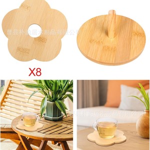Juego de posavasos de bambú con base de almacenamiento, 6 piezas, alfombrilla aislante del calor para bebidas, protección de vajilla de estilo nórdico para el hogar - Product Image 5