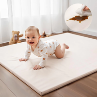 Tapis de sol en cuir PU épais de 1,3 pouces, rembourré, facile à nettoyer, résistant à l'eau, antibactérien, anti-chute, pour salon et camping