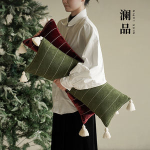 MISSLAPIN bantal pinggang panjang dekorasi perayaan Natal bantal Sofa ruang tamu hijau merah bantal perayaan Tahun Baru - Product Image 5