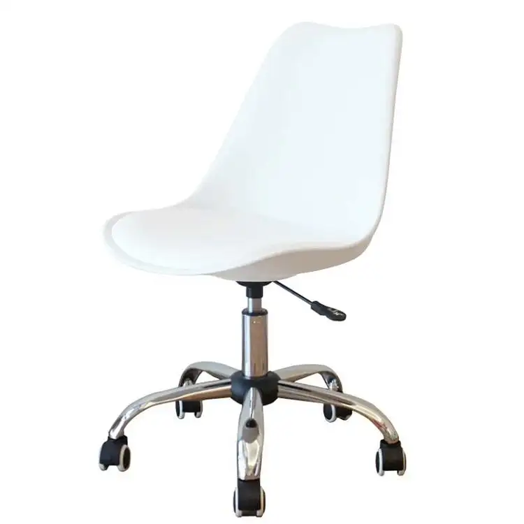 Chaise de bureau pivotante en plastique pu, en forme de tulipe blanche, rembourrée et réglable en hauteur