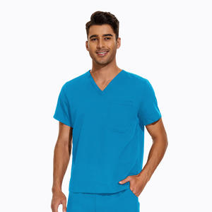 42019 Pantalones rectos de tela elástica de envío rápido uniformes médicos Unisex uniformes médicos masculinos uniformes hombres Scrubs Top cuello en V - Product Image 1