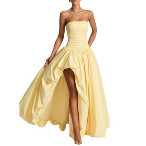 Abiti senza spalline con orlo plissettato gonfio da donna <span class=keywords><strong>estate</strong></span> Sexy senza maniche Modulare abiti sottili da sera eleganti abiti lunghi - Product Image 6