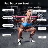 Kit de barre de Pilates portable avec bandes de résistance, barre détachable en 3 sections, équipement de fitness pour la maison, yoga, squats, entraînement du corps entier