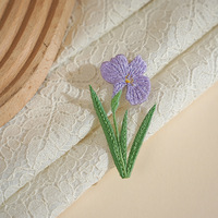 Offre Spéciale : Patchs Brodés Thermocollants en Forme de Fleur Bleue de 7 cm de Haut pour Décoration DIY