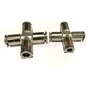 Raccord rapide pneumatique en acier inoxydable, croisé à 4 voies, pour tuyau d'air PZA 4 PZA 6 PZA 8 - Product Image 1