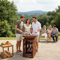 Suministro de Fábrica: Chimenea Bio Multifuncional 3 en 1 para Patio y Cocina, Plancha de Acero Corten con Llamaras para Chimenea