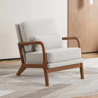 Fauteuil de détente individuel en bois massif de luxe pour salon et chambre à coucher, mobilier de maison au design moderne avec housse amovible et lavable