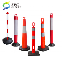 Poteau de signalisation routière réfléchissant en plastique PE pour la sécurité routière, marqueur de stationnement, poteau de délimitation de canalisation de trafic avec base en caoutchouc lestée