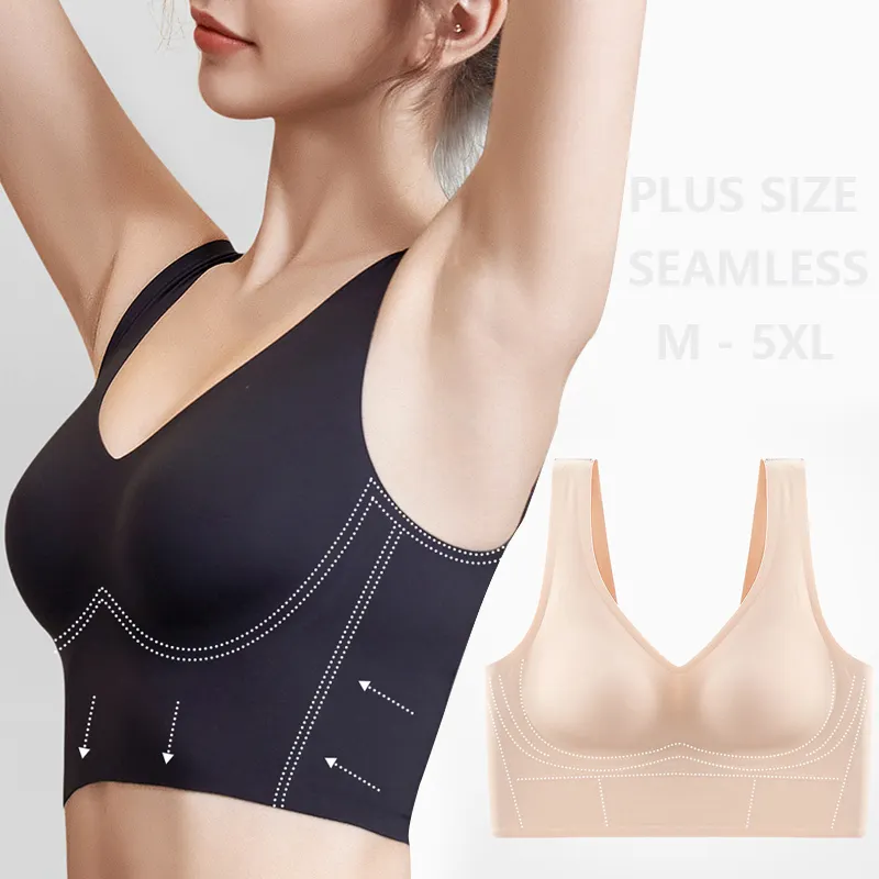 Plus Size Bra For Women Seamless With Pads Big Size 4XL 5XL Bralette Push Up Wireless Breathable large cup size for big breasts
