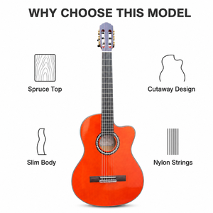 <span class=keywords><strong>Chitarra</strong></span> <span class=keywords><strong>Classica</strong></span> Slim Cutaway da 39 Pollici con Top in Abete <span class=keywords><strong>per</strong></span> Studenti e Scuole di Musica - Vendita all'Ingrosso - Product Image 3