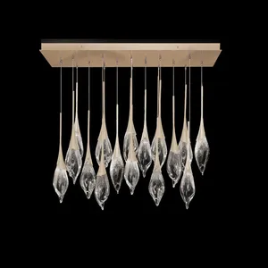 Nouvelle conception, prix d'usine, luminaire suspendu en verre moderne, lustres longs sur mesure <span class=keywords><strong>pour</strong></span> hall d'hôtel, <span class=keywords><strong>pour</strong></span> plafonds bas. - Product Image 1