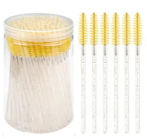 Disposable 100pcs/barrel Glitter Eyelash Mascara Wand Crystal Eyelash Extension Brush Lash Spoolies