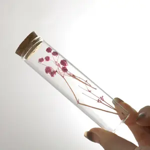 Botol tabung kaca lurus Mini kecil, 10ml 20ml 30ml 50ml Tingkat makanan datar bawah kecil dengan sumbat gabus