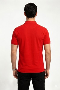 Premium 100% red <b>Combed</b> Cotton Pique Polo T-Shirt – Breathable 220 GSM Classic Fit - Product Image 4