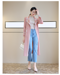 Custom 2023 Mid-Long Denim Poncho <strong>Belt</strong> Waist Slimming Women <strong>Coat</strong> Wholesale Spring Fashion Wind <strong>Coats</strong> - Product Image 2