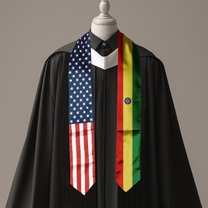 13*180CM USA and Ethiopia International Study Abroad Adult Satin <b>Graduation</b> Scarf <b>Sash</b> - Product Image 6