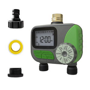 Garmerain pengatur waktu air Digital cerdas, Penghitung waktu air taman warna hijau + abu-abu, baterai 2 AA dapat disesuaikan, frekuensi irigasi - Product Image 2