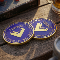 Pièce de monnaie rétro en émail avec logo personnalisé, pièce de défi en métal, pièce commémorative en alliage de zinc doré pour bar de jeux, pub ou souvenir
