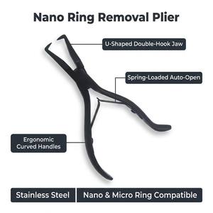 Pince de retrait pour extensions capillaires à anneaux nano, en acier inoxydable, à mâchoires en U, manche courbé, 3 couleurs, OEM, vente en gros pour salons - Product Image 2