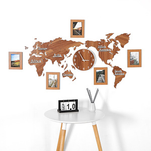 Đồng Hồ Khung Ảnh Bằng Gỗ Tự Làm 3D Sáng Tạo Lớn 180Cm Với Bản Đồ Thế Giới - Product Image 2
