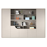 Armoire de rangement moderne minimaliste avec compartiments ouverts et fermés pour le bureau