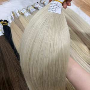 100 grammes 60 cheveux brésiliens slaves de couleur blanche 100% cuticule de cheveux vierges alignés et lisses-Vente en gros pour Noël - Product Image 1