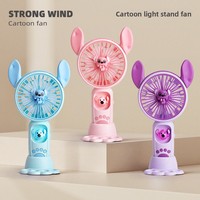 Ventilateur portable électrique en plastique avec design de dessin animé, rechargeable par USB, avec lumière, pour voiture, extérieur, maison, camping-car, hôtel, garage