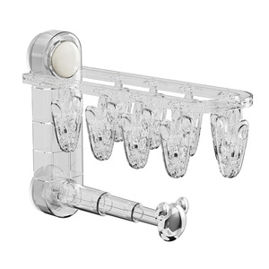Séchoir mural à ventouse double barre transparent blanc pour chaussettes, sous-vêtements, balcon, organisateur de vêtements - Product Image 4