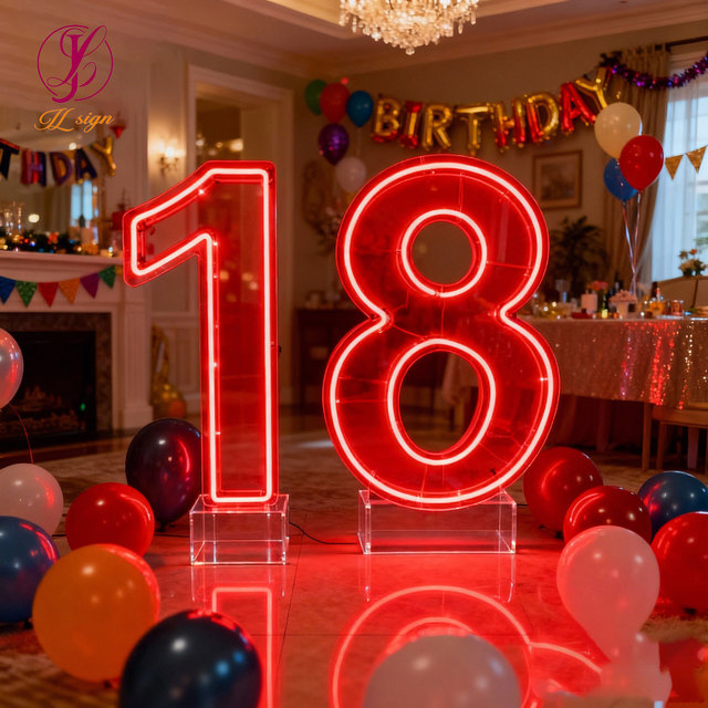 2ft 3ft 4ft 0-9 A-Z Large Led Letter Number Free Design Acrylic Light up RGB Neon Number Sign for Birthday Party Decor