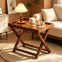 Table basse pliable en bambou avec plateau surélevé, pieds en X, portable, écologique, moderne, rectangulaire, pour salon