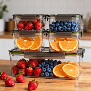 Food Storage Container Rectangle Clip-On Lid Airtight For Pickling Vegetables And Meat - Product Image 3
