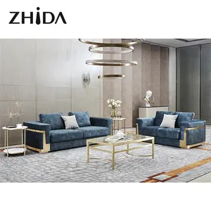 Hardware mobili Zhida lusso oro arredamento per la casa divano Set mobili soggiorno Design italiano fornitori moderni a shanghai