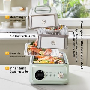 Nueva <span class=keywords><strong>Olla</strong></span> Eléctrica Portátil <span class=keywords><strong>de</strong></span> Acero Inoxidable con Pantalla Digital, Vaporera Eléctrica <span class=keywords><strong>de</strong></span> 15L con Temporizador, Máquina para Desayunos, Aislamiento Térmico para Alimentos - Product Image 2