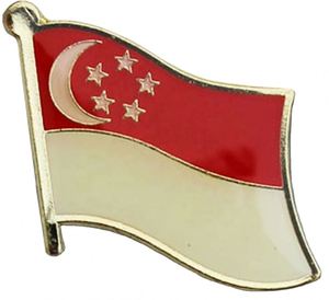 Badge drapeau de Singapour en alliage de zinc pour la décoration de vêtements, procédé de goutte de colle, artisanat métallique - Product Image 1