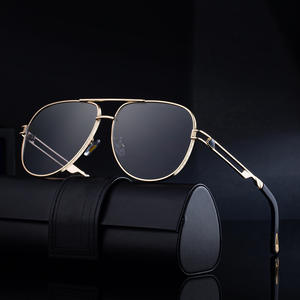 Lunettes de soleil aviateur sur mesure pour hommes, protection UV400, verres PC, monture noire, style Instagram, e-commerce transfrontalier - Product Image 4