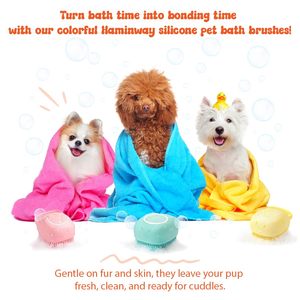 New Grooming Pet Shampoo Brush Silicone Dog Hair Brush Shedding Dog <b>Bath</b> Brush - Product Image 4