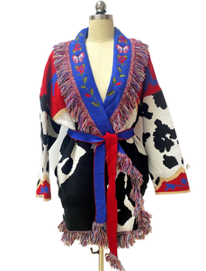 Suéter de Moda para <span class=keywords><strong>Mujer</strong></span> <span class=keywords><strong>al</strong></span> <span class=keywords><strong>por</strong></span> <span class=keywords><strong>Mayor</strong></span> de Alta Calidad, Bordado de Flores, Manga Larga, Cárdigan de Cachemira - Product Image 6