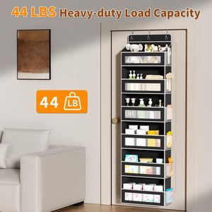 Over The Door Organizer 18 Pockets <b>Hanging</b> Storage Rack Black Rectangle <b>Hook</b> Type <b>For</b> Behind Doors On Walls Neatening Storage - Product Image 4