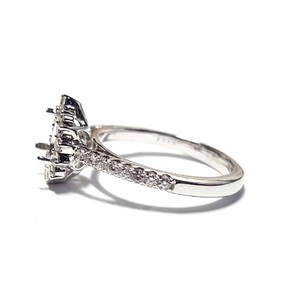 Bague de fiançailles et de mariage classique en or blanc 18 carats avec diamant véritable taille brillant, semi-monture, bijoux, en promotion à Hong Kong - Product Image 2