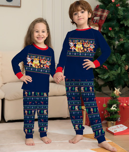 Famille Pyjamas De Noël Tenue De Nuit Assortie Pour Adulte Père Mère Enfants Avec Fermeture À La Taille Élastique Saison D'hiver - Product Image 5