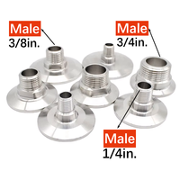 SHJH Acero Inoxidable 304 316L Conexión Tri-Clover Sanitaria con Rosca Macho NPT, Adaptador de Abrazadera Forjado, Llave, Superficie Pulida y Conexión de Tapón