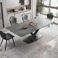Ensemble de Mobilier de Salle à Manger Victorien Moderne de Luxe Design Turc, Table et Chaises de Salle à Manger en Acier Inoxydable et Carbone, 6 Places