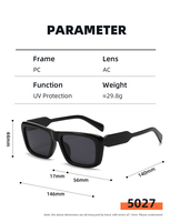 Lunettes de soleil unisexes pour adultes, monture carrée pleine en PC, protection UV400 - Design rétro robuste et confortable