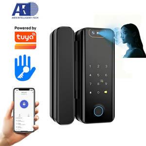 Tuya kunci pintu kaca cerdas, kunci pintu kaca cerdas dengan Face ID bahan Aloi aluminium, pilihan penyimpanan Data kata sandi pintu baja - Product Image 1