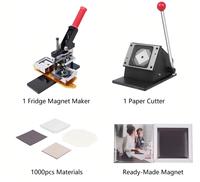 Ventes chaudes, kit de fabrication d'aimants de réfrigérateur rectangulaires de 50*50 mm avec machine à fabriquer des aimants de réfrigérateur, coupe-papier, matériaux pour aimants de réfrigérateur