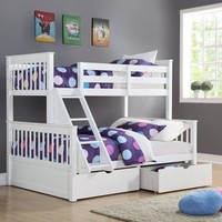Lit superposé double en pin personnalisable 2025 avec couchage triple et tiroirs pour meubles de maison dans les appartements Blanc