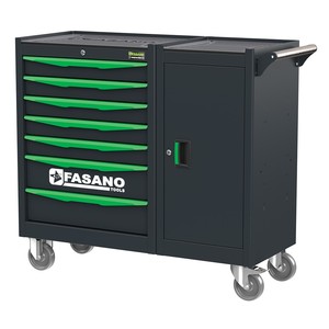 Armoire à outils roulante Fasano Tools à 7 tiroirs avec porte et roulettes pour la réparation automobile - Product Image 1